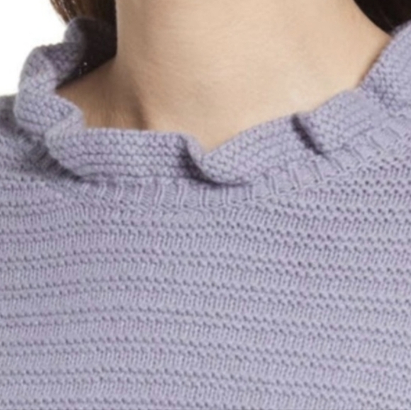 Madewell  Ruffle Neck Pullover Sweater in Cotton-Merino dusk peri size Sz Small - Picture 3 of 7